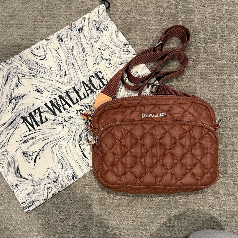 MZ Wallace Tan Quilted Crossbody Bag